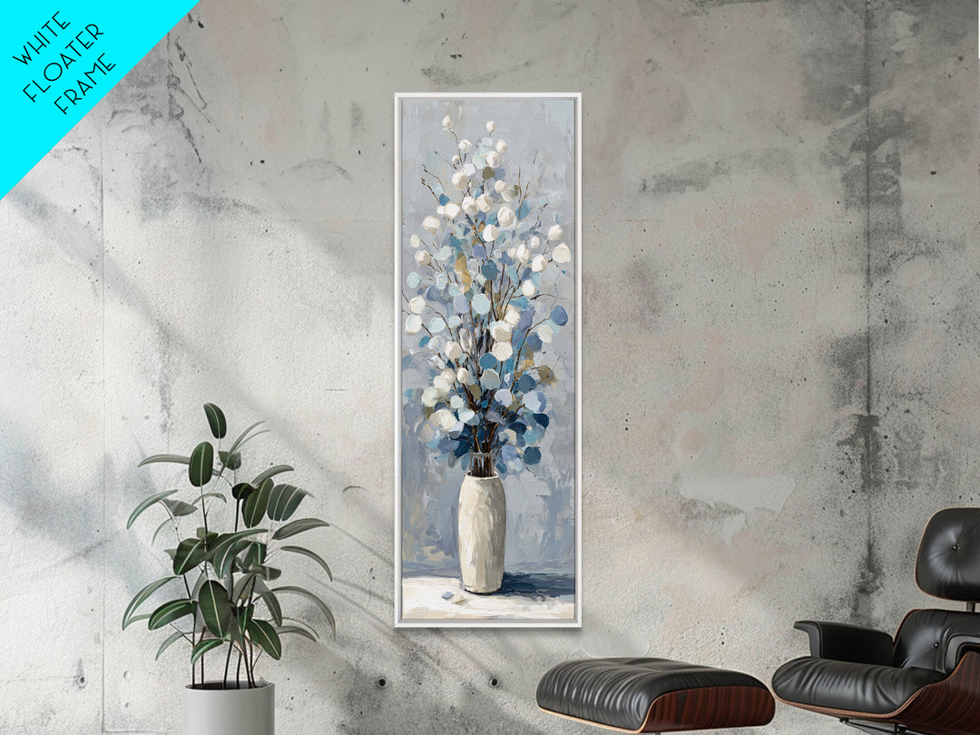 Lavender Sprigs in a Ceramic Vase Framed Canvas Print, Bathroom Art, Bathroom Wall Art, Bathroom Decor, Abstract Art, Spa, BAT-1x3-96