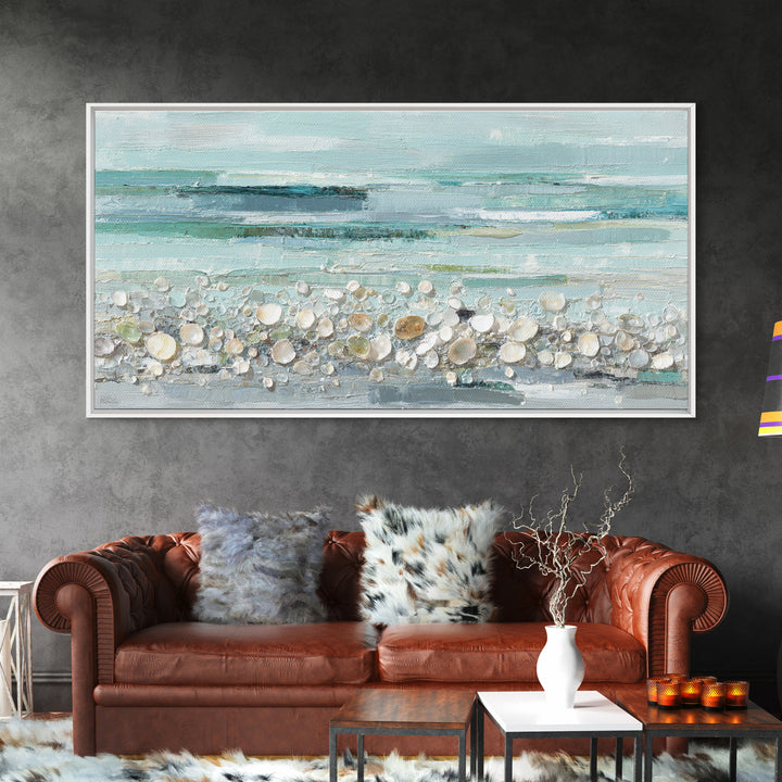 Oyster Shell Study Framed Canvas Print, Bathroom Art, Gallery Decor, Bathroom Decor, Fine Art, Spa, Minimalist Decor, BAT-2x1-18