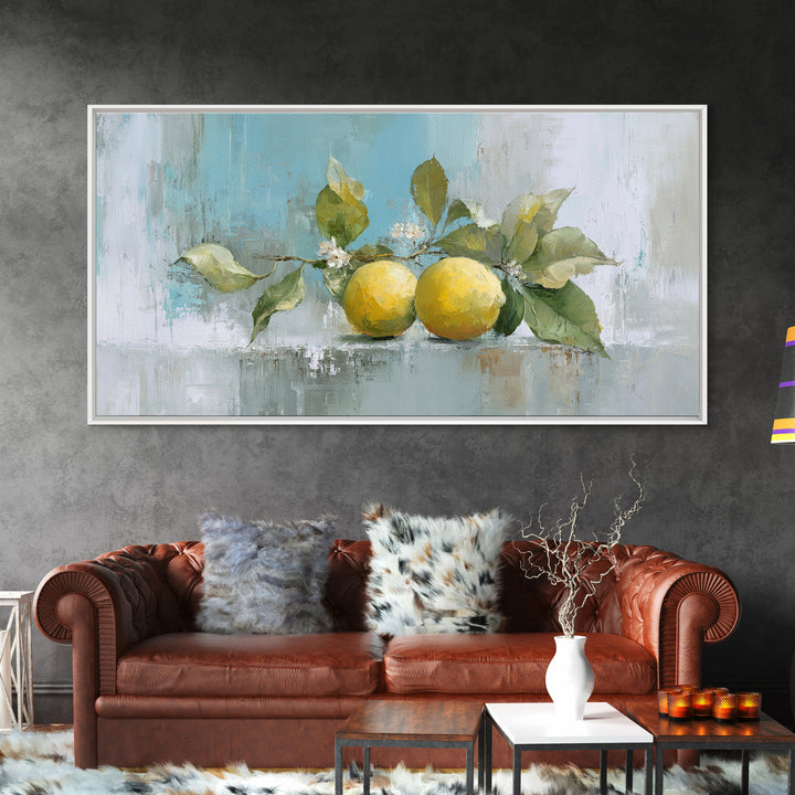 Lemon and Botanical Still Life Canvas Print, Bathroom Art, Neutral Decor, Bathroom Decor, Fine Art, Spa, Wall Art, Home Decor, BAT-2x1-2