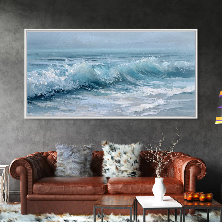 Calming Blue Ocean Wave Study Canvas Print, Bathroom Art, Luxury Decor, Bathroom Decor, Fine Art, Spa, Digital Wall Art, BAT-2x1-21