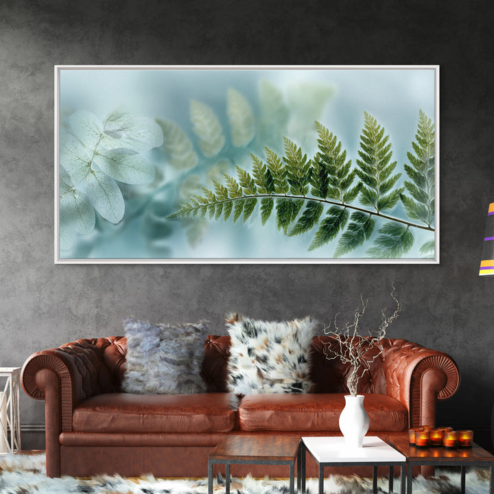 Green Fern Frond Closeup Framed Canvas Print, Bathroom Art, Modern Decor, Bathroom Decor, Fine Art, Spa, Home Decor, Poster, BAT-2x1-30