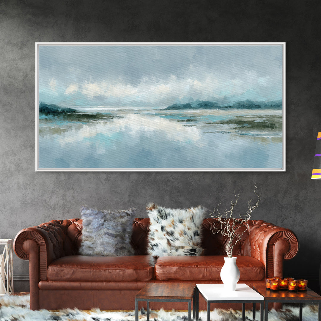 Misty Lake Scene Canvas Print, Bathroom Art, Home Decor, Bathroom Decor, Fine Art, Spa, Canvas Wall Art, Digital Print, BAT-2x1-53