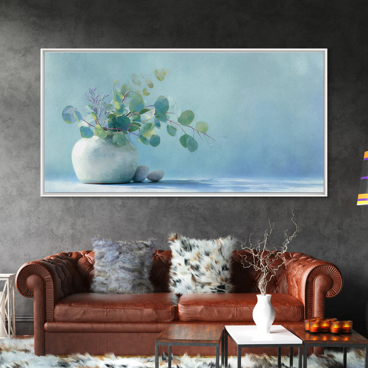 Lavender Sprigs in a Ceramic Vase Framed Canvas Print, Bathroom Art, Printable, Bathroom Decor, Fine Art, Spa, Bathroom Prints, BAT-2x1-56