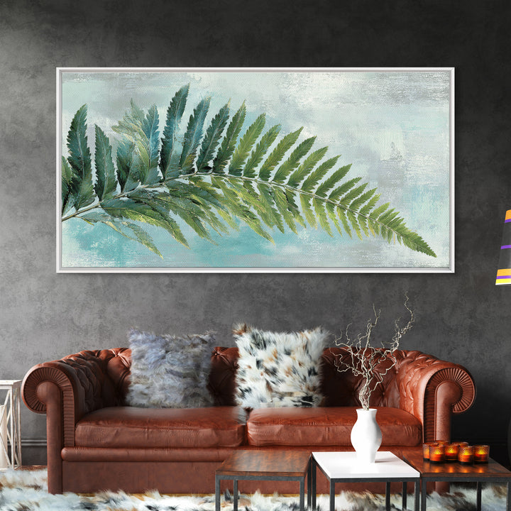 Green Fern Frond Closeup Framed Canvas Print, Bathroom Art, Modern Decor, Bathroom Decor, Fine Art, Spa, Home Decor, Poster, BAT-2x1-6