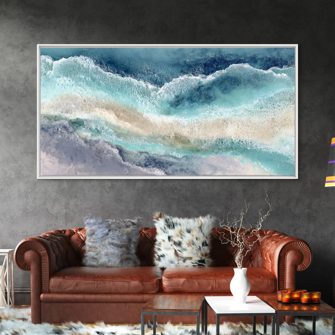 Calming Blue Ocean Wave Study Canvas Print, Bathroom Art, Printable Wall Art, Bathroom Decor, Spa, Bathroom Wall Decor, BAT-2x1-69