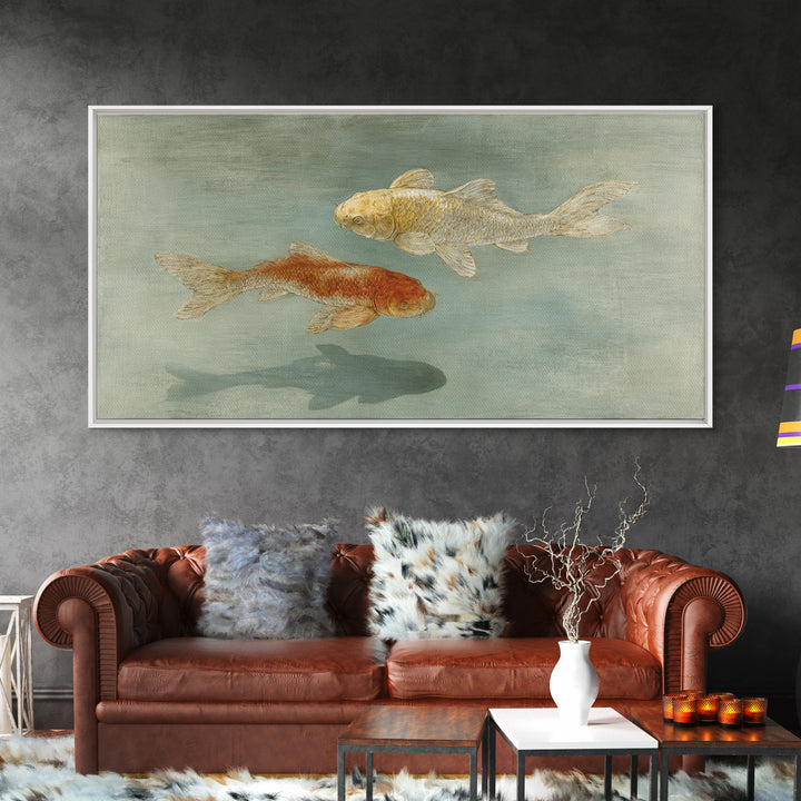 Minimal Koi Fish Swimming Through Clear Water Canvas Print, Bathroom Art, Digital Print, Bathroom Decor, Fine Art, Spa, BAT-2x1-76