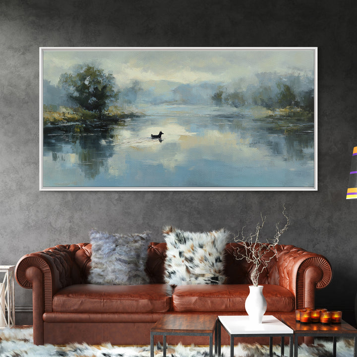 Misty Lake Scene Canvas Print, Bathroom Art, Home Decor, Bathroom Decor, Fine Art, Spa, Canvas Wall Art, Digital Print, BAT-2x1-77