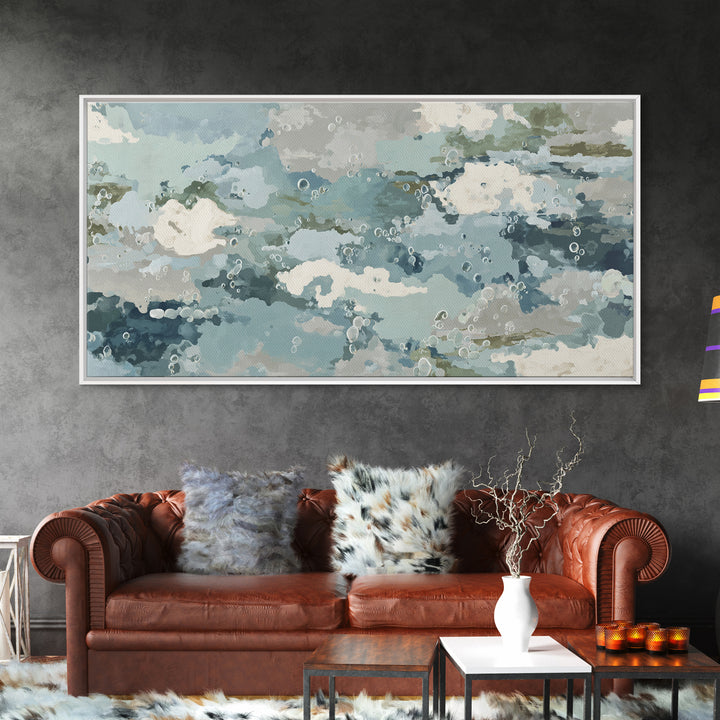 Soft Cloud and Rain Composition Framed Canvas Print, Bathroom Art, Unique Wall Art, Bathroom Decor, Spa, Gallery Decor, BAT-2x1-87