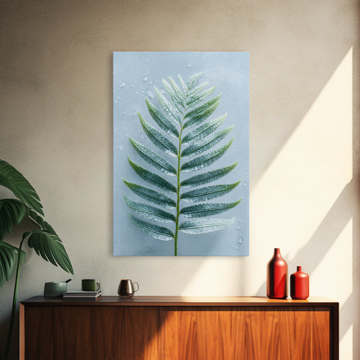 Green Fern Frond Closeup Framed Canvas Print, Bathroom Art, Fine Art Print, Bathroom Decor, Watercolor Art, Spa, Poster, BAT-2x3-18