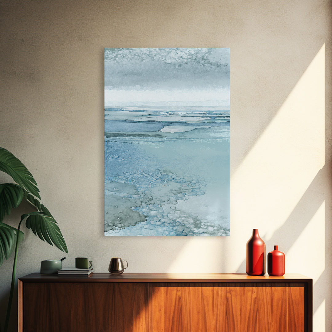 Misty Lake Scene Framed Canvas Print, Bathroom Art, Textured Painting, Bathroom Decor, Fine Art, Spa, Bathroom Wall Art, BAT-2x3-41