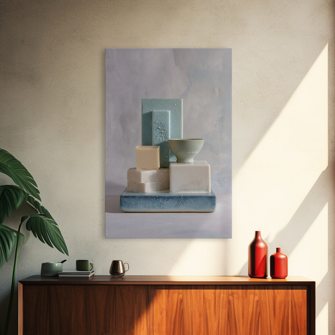 Clean Geometric Forms Canvas Print, Bathroom Art, Luxury Decor, Bathroom Decor, Abstract Art, Spa, Digital Wall Art, BAT-2x3-5