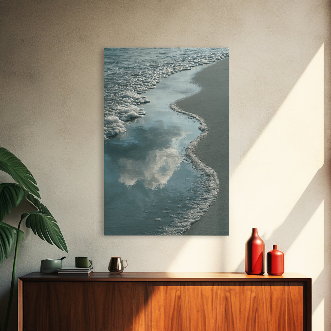 Soft Cloud and Rain Composition Framed Canvas Print, Bathroom Art, Trendy Wall Art, Bathroom Decor, Oil Painting, Spa, BAT-2x3-51