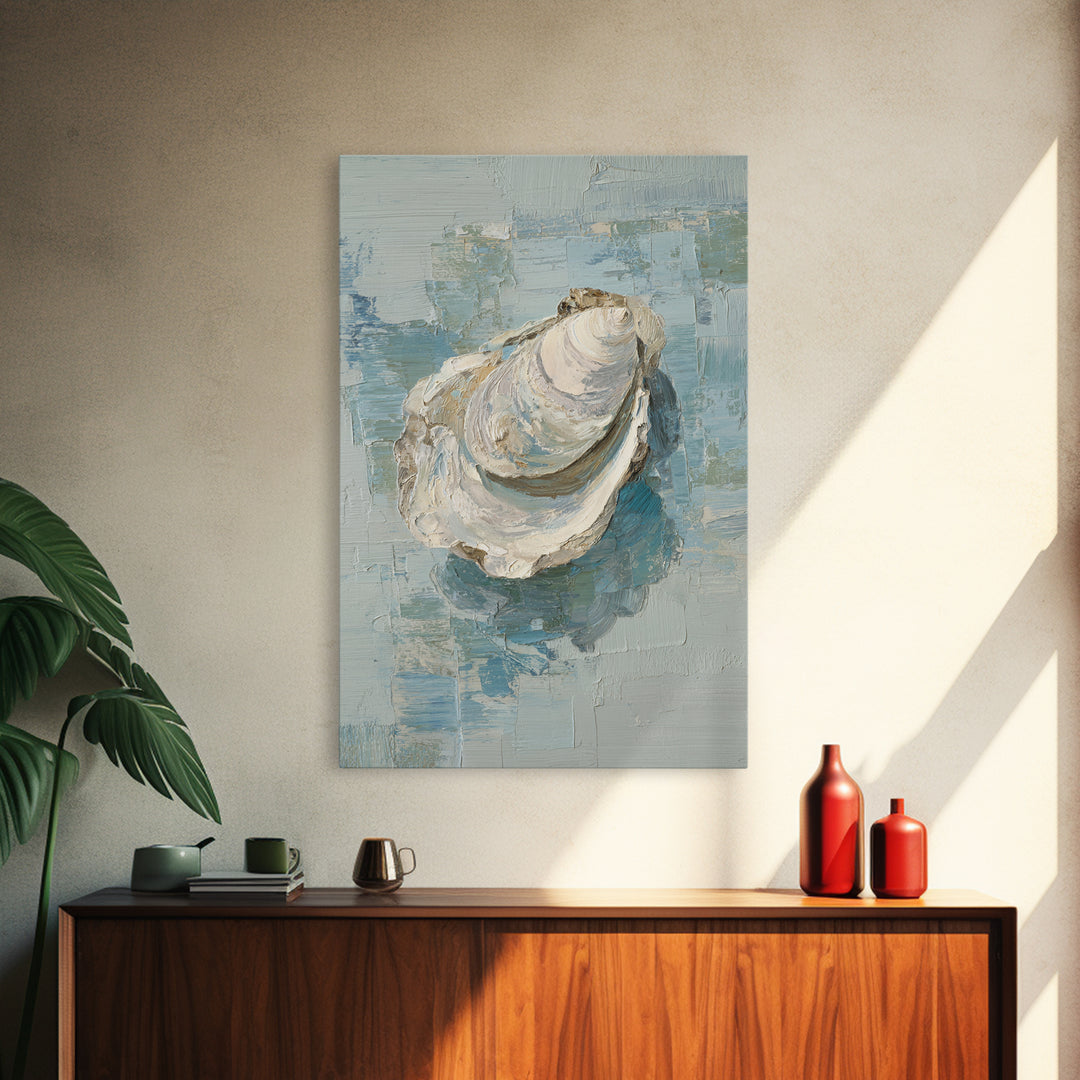 Oyster Shell Study Framed Canvas Print, Bathroom Art, Wall Decor, Bathroom Decor, Fine Art, Spa, Contemporary Art, Wall Art, BAT-2x3-6
