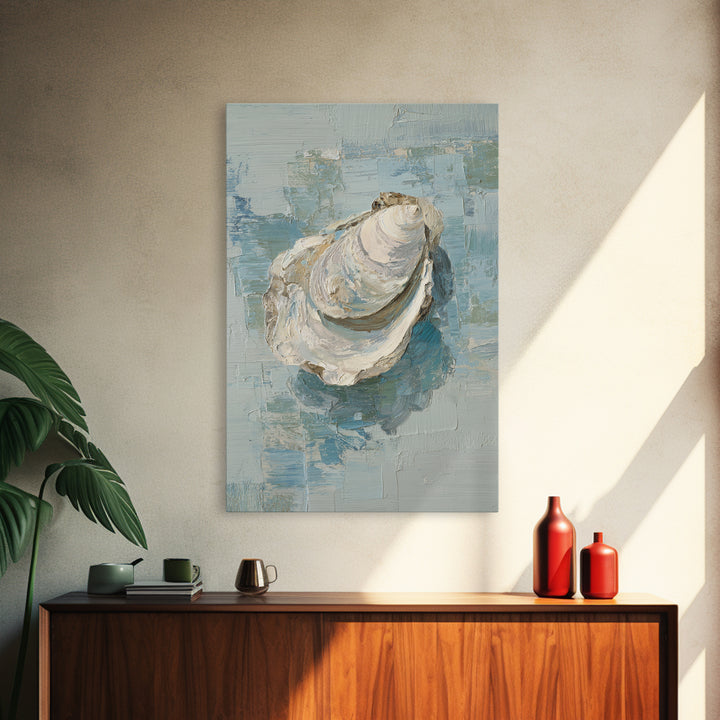 Oyster Shell Study Framed Canvas Print, Bathroom Art, Wall Decor, Bathroom Decor, Fine Art, Spa, Contemporary Art, Wall Art, BAT-2x3-6
