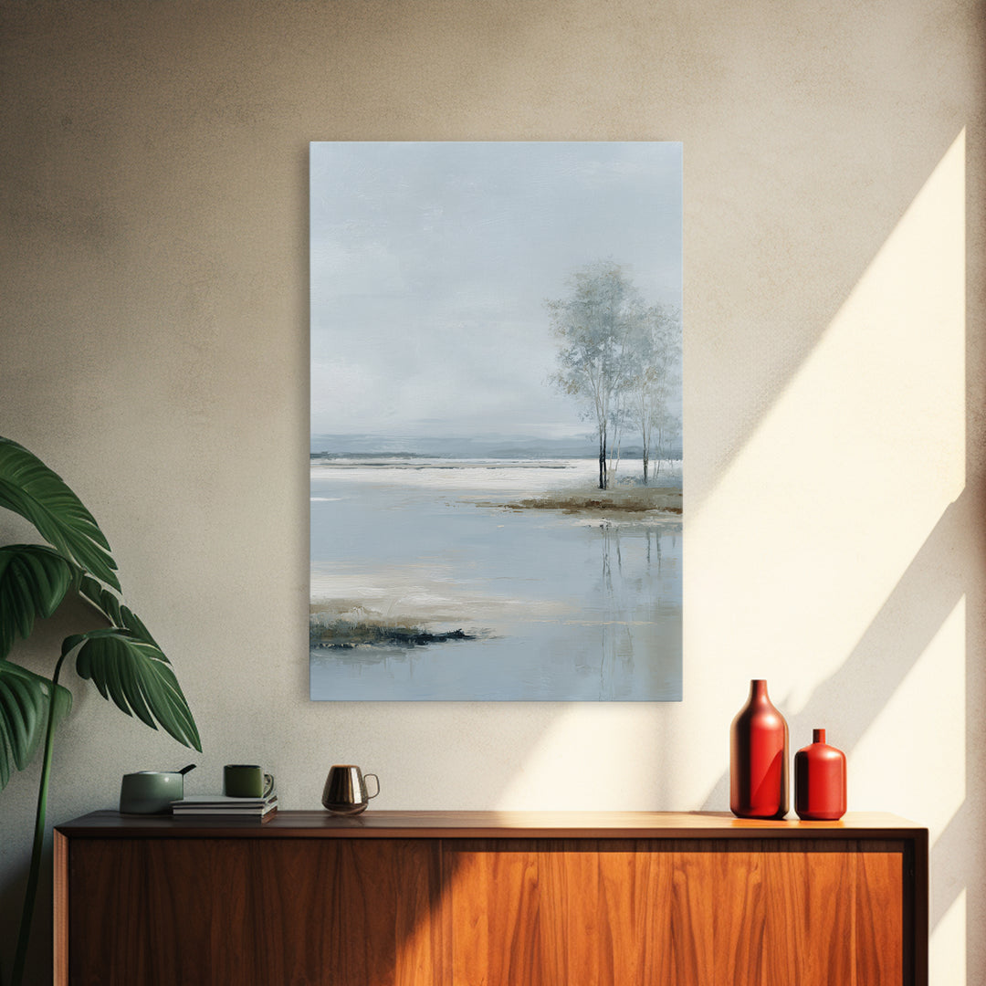 Misty Lake Scene Canvas Print, Bathroom Art, Poster, Bathroom Decor, Oil Painting, Spa, Digital Print, Dopamine Decor, BAT-2x3-65