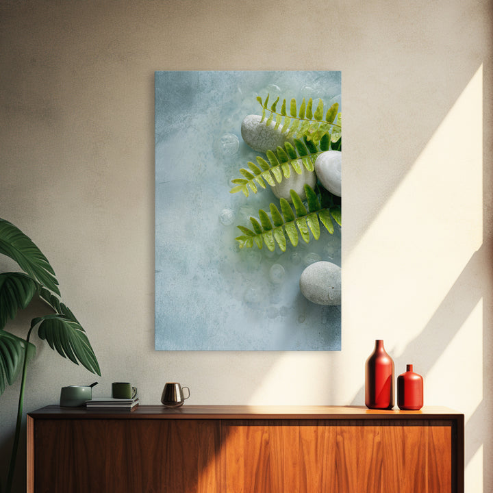 Green Fern Frond Closeup Canvas Print, Bathroom Art, Room Decor, Bathroom Decor, Oil Painting, Spa, Custom Pet Portrait, BAT-2x3-66