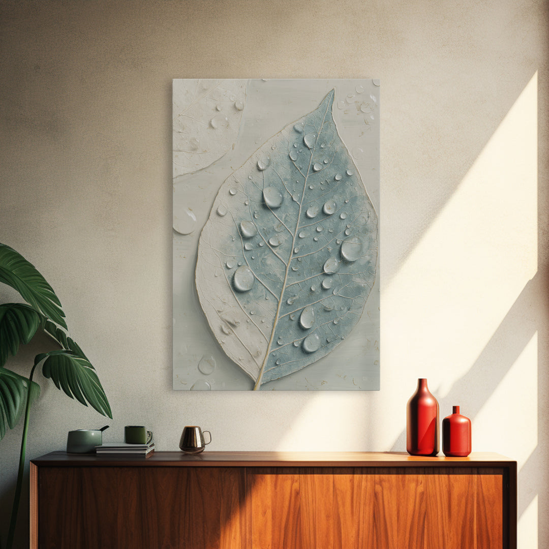 Tropical Leaf Silhouette Canvas Print, Bathroom Art, Textured Painting, Bathroom Decor, Oil Painting, Spa, Bathroom Wall Art, BAT-2x3-70