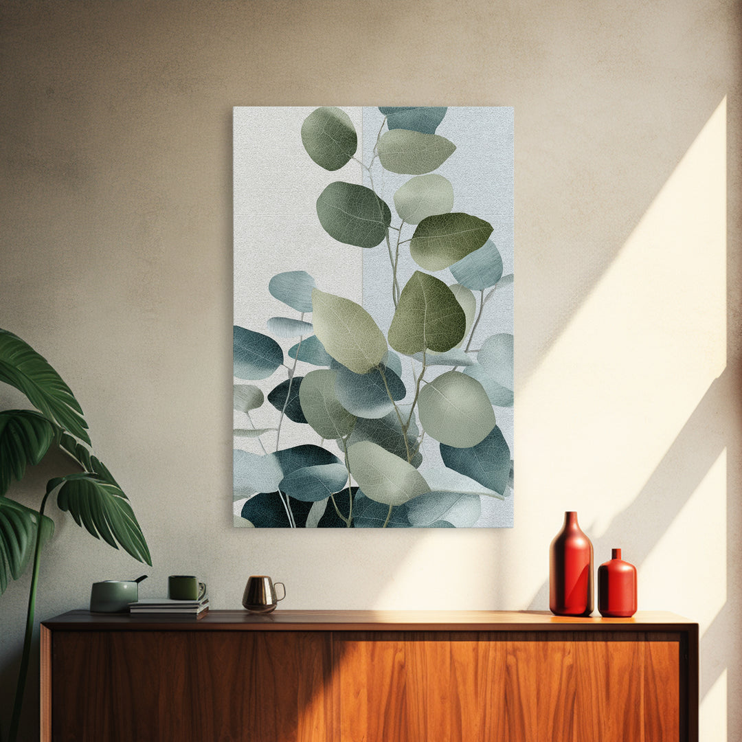 Spa Eucalyptus Branch Canvas Print, Bathroom Art, Contemporary Art, Bathroom Decor, Spa, Framed Wall Art, Dog Portrait, BAT-2x3-82