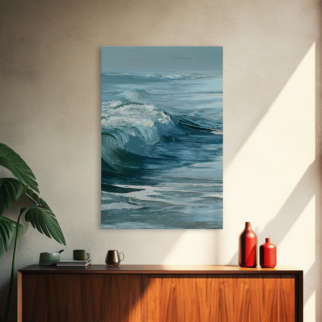 Calming Blue Ocean Wave Study Canvas Print, Bathroom Art, Art Print, Bathroom Decor, Fine Art, Spa, Custom Pet Portrait, BAT-2x3-9