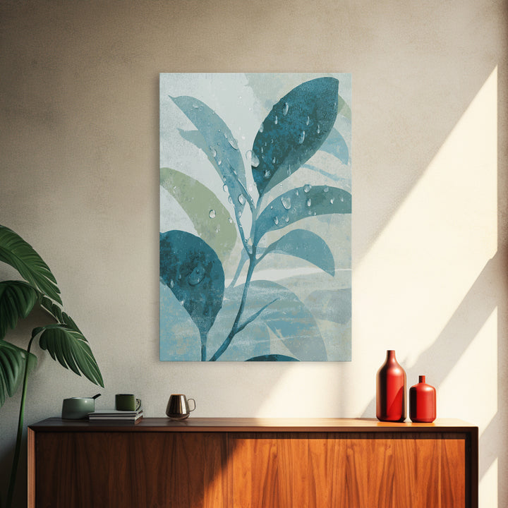 Tropical Leaf Silhouette Framed Canvas Print, Bathroom Art, Poster, Bathroom Decor, Watercolor Art, Spa, Digital Print, BAT-2x3-94