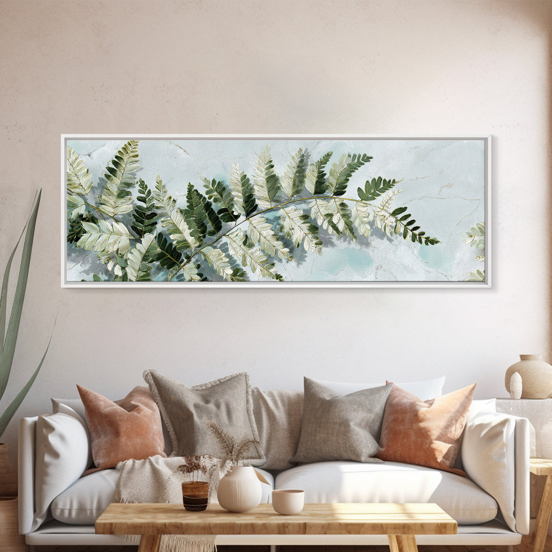 Green Fern Frond Closeup Canvas Print, Bathroom Art, Digital Wall Art, Bathroom Decor, Watercolor Art, Spa, Unique Wall Art, BAT-3x1-26