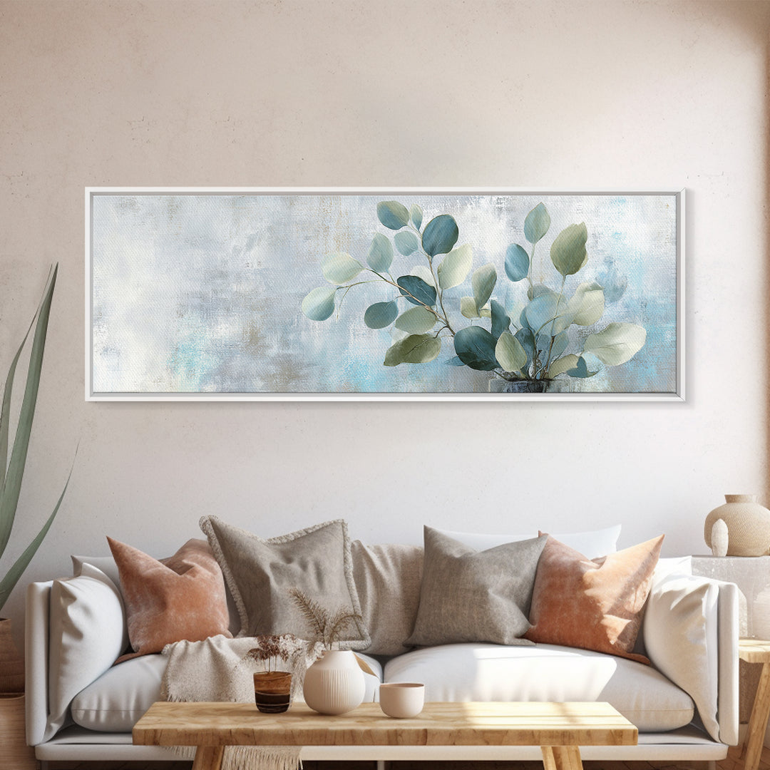 Sunlit Window Plant Shadow on Plaster Canvas Print, Bathroom Art, Poster, Bathroom Decor, Abstract Art, Spa, Digital Print, BAT-3x1-34