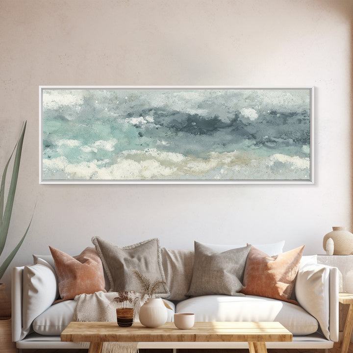 Soft Cloud and Rain Composition Canvas Print, Bathroom Art, Statement Artwork, Bathroom Decor, Fine Art, Spa, Digital Art, BAT-3x1-35