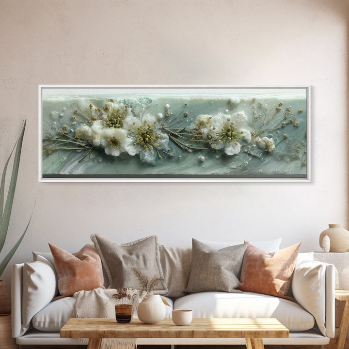 Botanical Bath Herb Arrangement Framed Canvas Print, Bathroom Art, Digital Print, Bathroom Decor, Watercolor Art, Spa, BAT-3x1-57