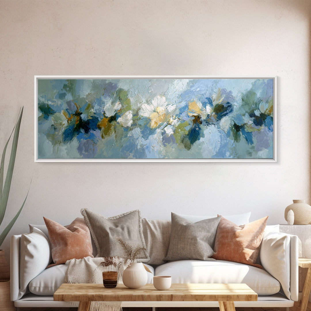 Sunlit Window Plant Shadow on Plaster Framed Canvas Print, Bathroom Art, Custom Pet Portrait, Bathroom Decor, Fine Art, Spa, BAT-3x1-58