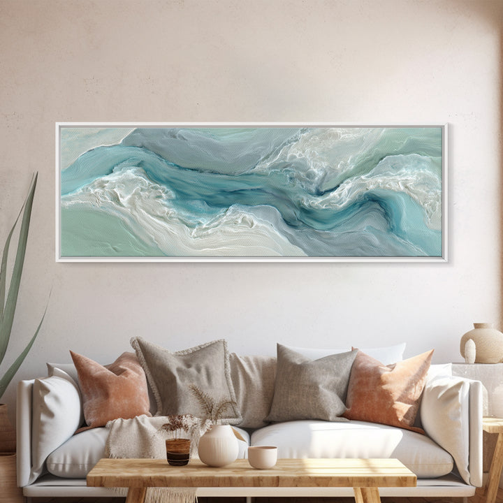 Soft Cloud and Rain Composition Framed Canvas Print, Bathroom Art, Textured Painting, Bathroom Decor, Spa, Bathroom Wall Art, BAT-3x1-59