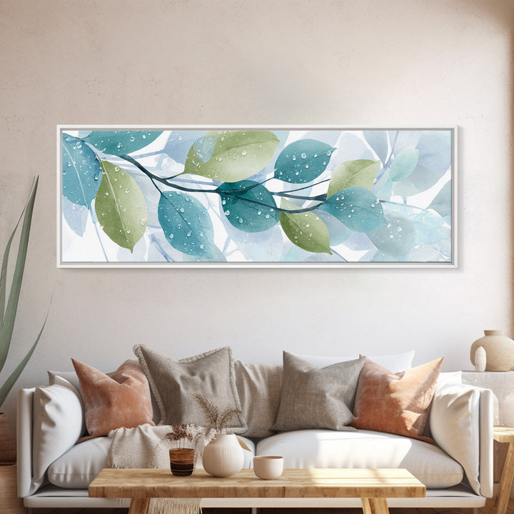 Tropical Leaf Silhouette Canvas Print, Bathroom Art, Textured Painting, Bathroom Decor, Oil Painting, Spa, Bathroom Wall Art, BAT-3x1-78