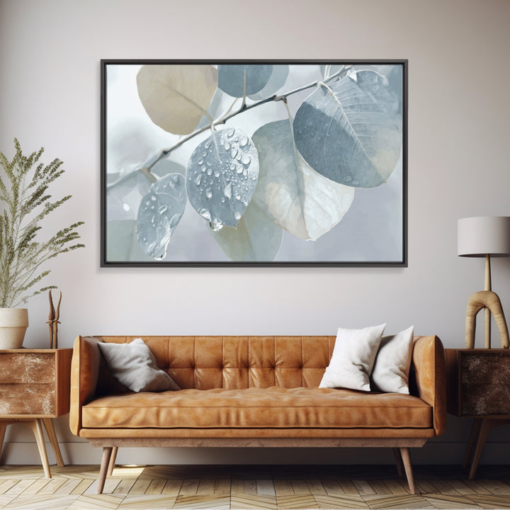 Tropical Leaf Silhouette Framed Canvas Print, Bathroom Art, Poster, Bathroom Decor, Watercolor Art, Spa, Digital Print, BAT-3x2-18