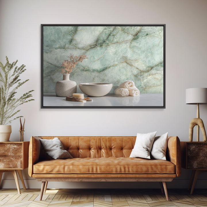Abstract Marble Texture Framed Canvas Print, Bathroom Art, Bathroom Decor, Abstract Art, Spa, Bathroom Wall Decor, BAT-3x2-20