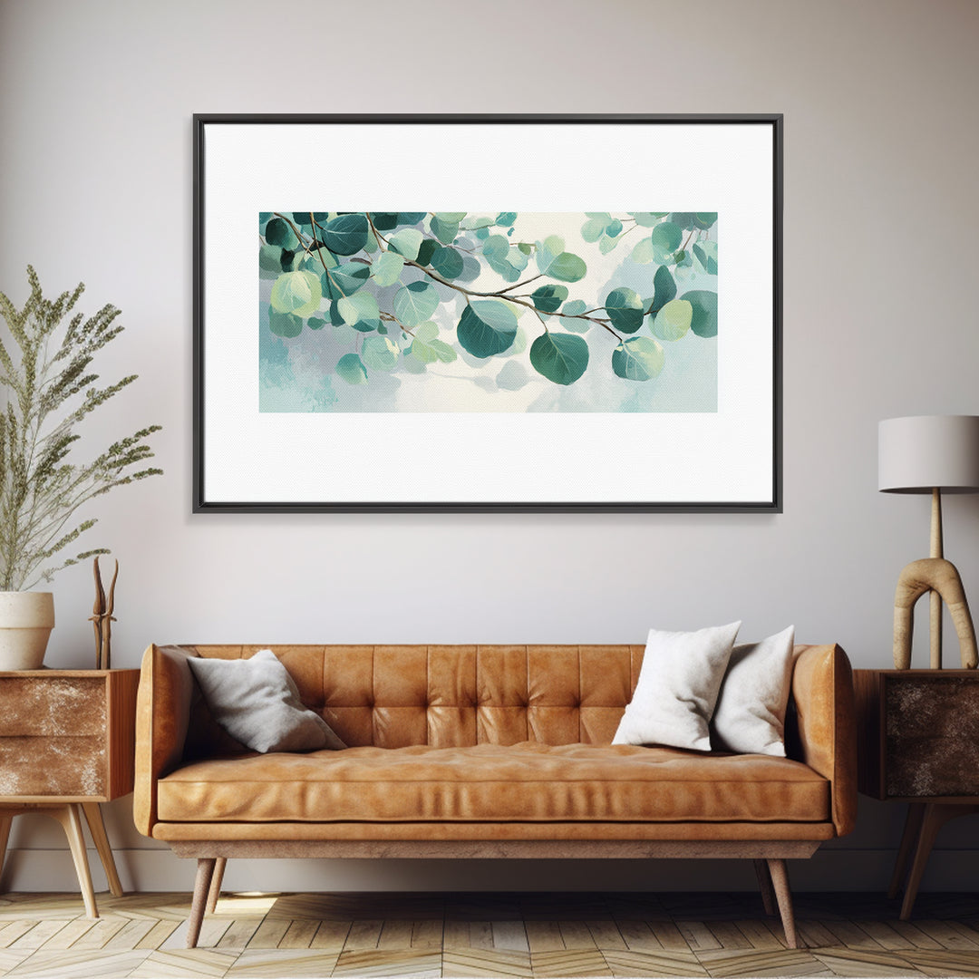 Spa Eucalyptus Branch Canvas Print, Bathroom Art, Wall Hanging, Bathroom Decor, Oil Painting, Spa, Modern Art, BAT-3x2-30