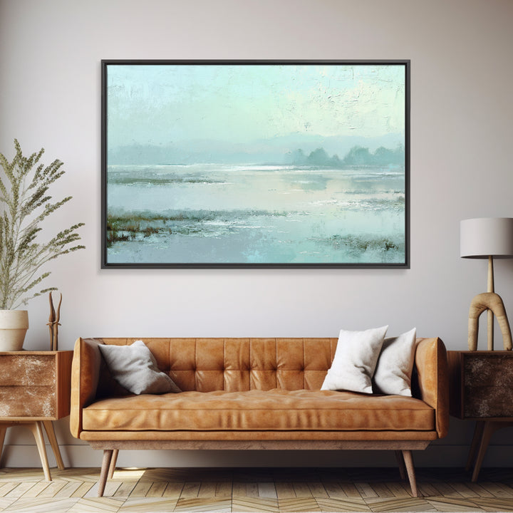 Misty Lake Scene Canvas Print, Bathroom Art, Canvas Wall Art, Bathroom Decor, Spa, Bathroom Wallpaper, Funny Bathroom Art, BAT-3x2-37
