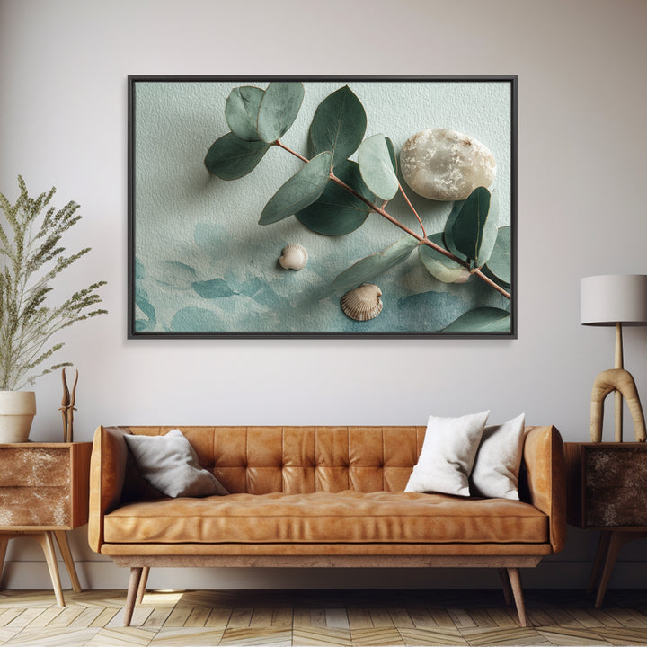 Spa Eucalyptus Branch Canvas Print, Bathroom Art, Wall Hanging, Bathroom Decor, Oil Painting, Spa, Modern Art, BAT-3x2-54