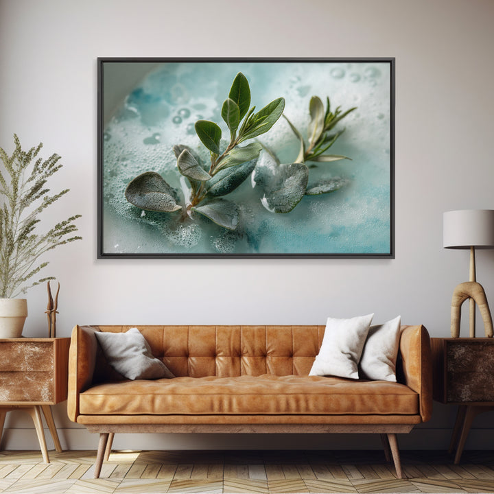 Botanical Bath Herb Arrangement Framed Canvas Print, Bathroom Art, Dopamine Decor, Bathroom Decor, Fine Art, Spa, Halloween Art, BAT-3x2-69