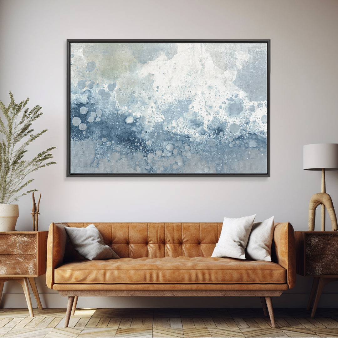 Soft Cloud and Rain Composition Framed Canvas Print, Bathroom Art, Bathroom Decor, Watercolor Art, Spa, Modern Wall Art, BAT-3x2-71