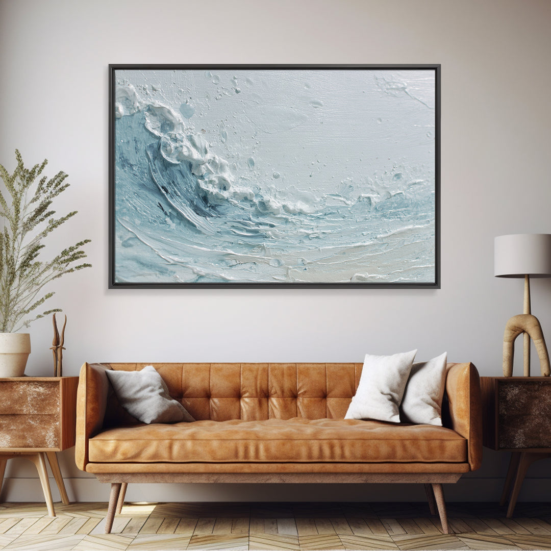 Calming Blue Ocean Wave Study Framed Canvas Print, Bathroom Art, Modern Art, Bathroom Decor, Fine Art, Spa, Statement Artwork, BAT-3x2-77