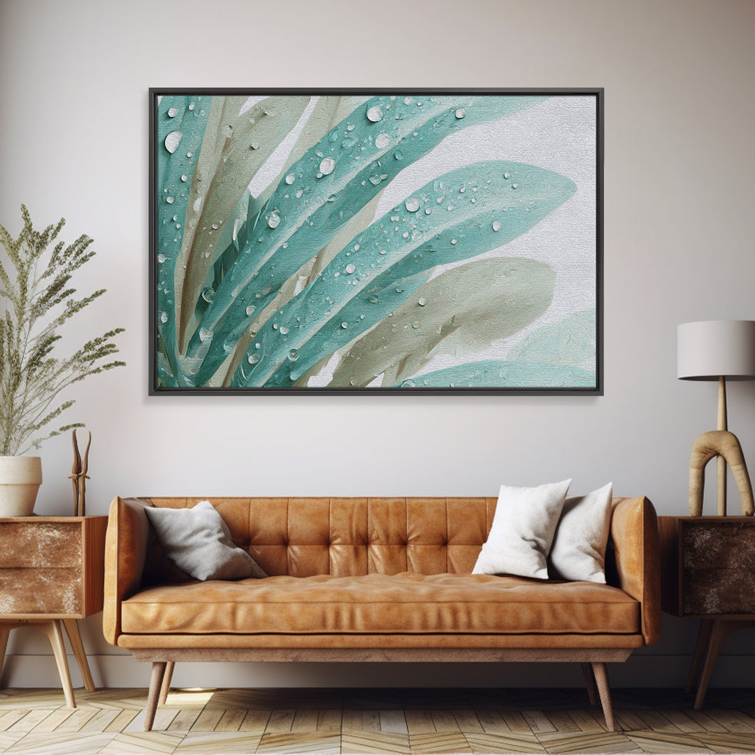 Tropical Leaf Silhouette Framed Canvas Print, Bathroom Art, Canvas Wall Art, Bathroom Decor, Fine Art, Spa, Bathroom Wallpaper, BAT-3x2-90