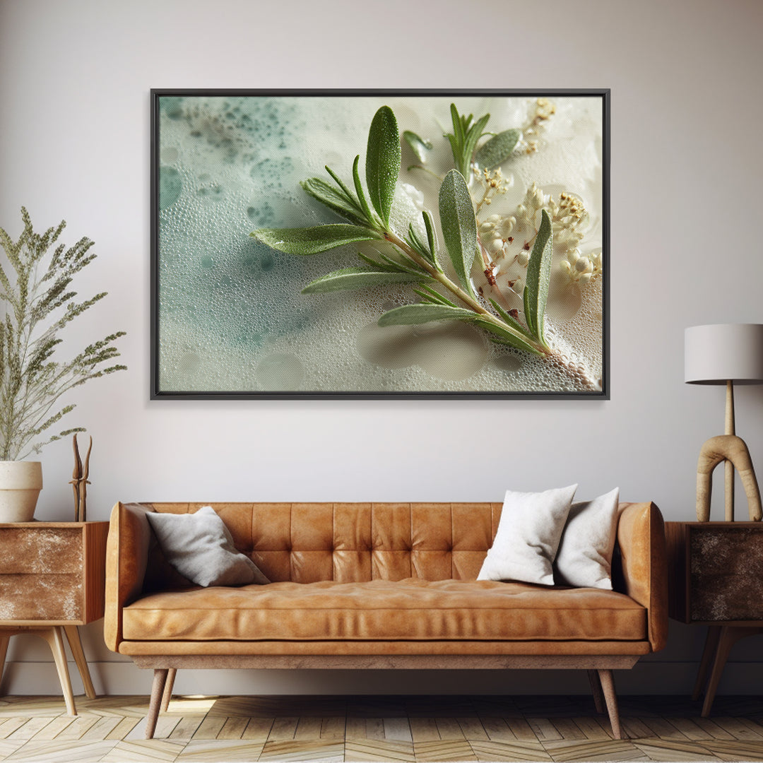 Botanical Bath Herb Arrangement Canvas Print, Bathroom Art, Retro Wall Art, Bathroom Decor, Oil Painting, Spa, Modern Decor, BAT-3x2-93