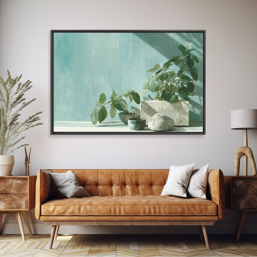 Sunlit Window Plant Shadow on Plaster Canvas Print, Bathroom Art, Bathroom Decor, Abstract Art, Spa, Funny Bathroom Art, BAT-3x2-94