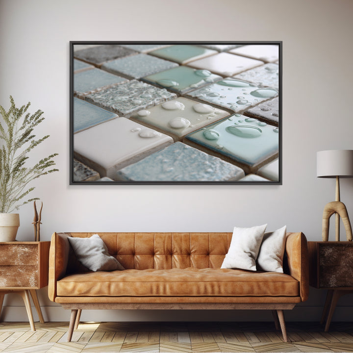 Clean Geometric Forms Framed Canvas Print, Bathroom Art, Bathroom Accessories, Bathroom Decor, Abstract Art, Spa, BAT-3x2-97