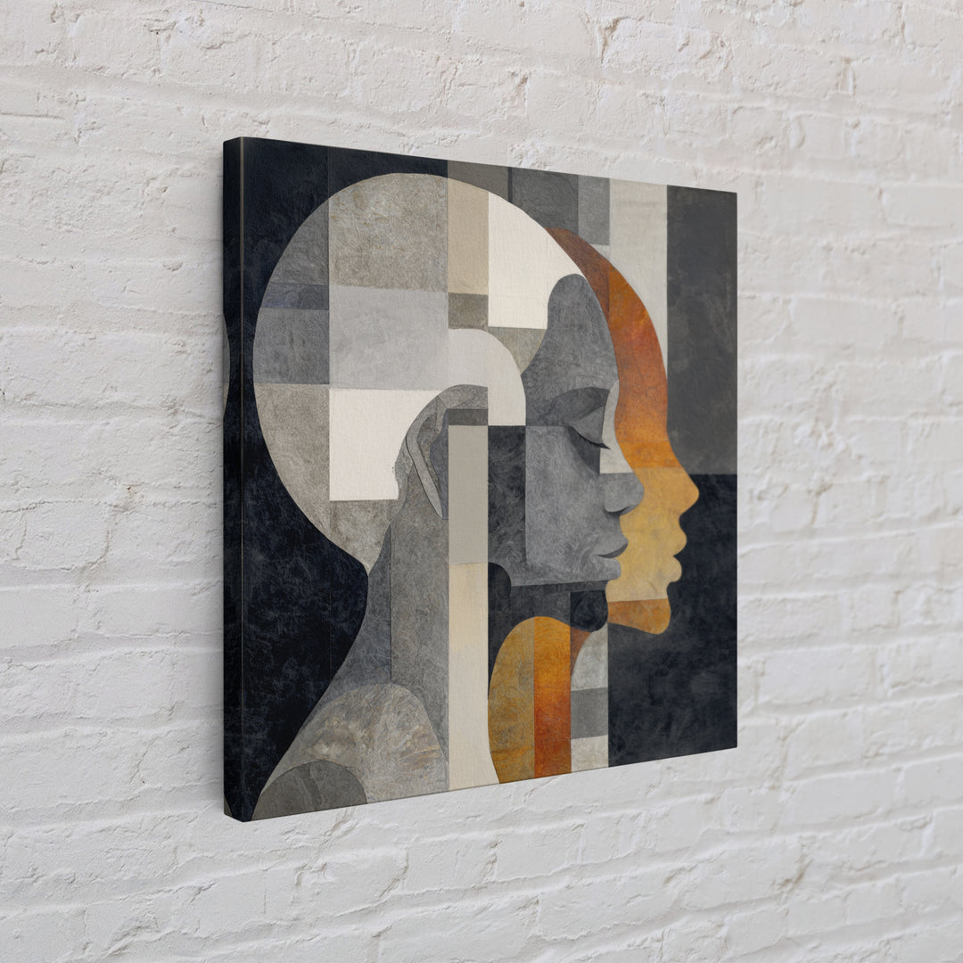 Monochrome Female Profile Framed Canvas Print, Black and White Art, Modern Decor, Living Room Decor, Abstract Art, Monochrome, BAW-1x1-1