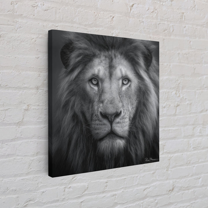 Dramatic Black and White Lion Portrait Canvas Print, Black and White Art, Gallery Decor, Living Room Decor, Monochrome, BAW-1x1-17
