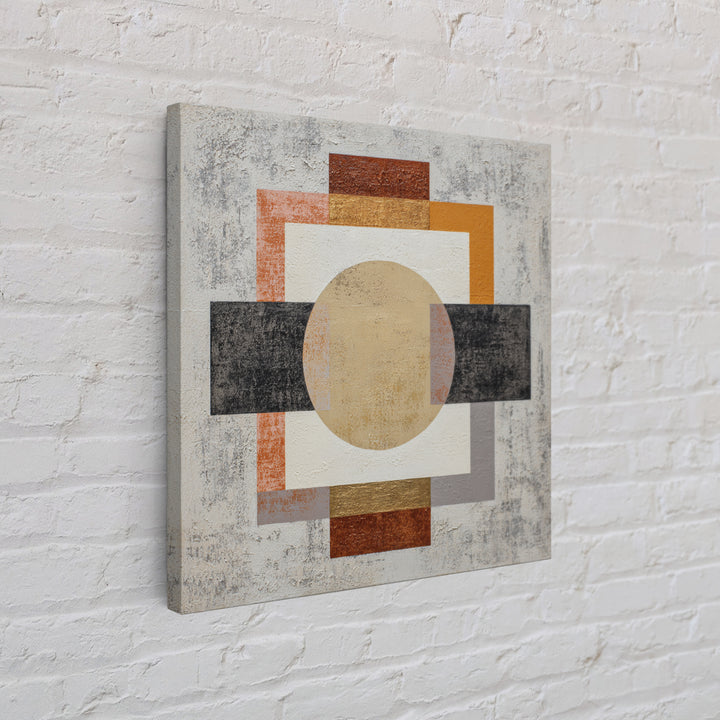 Geometric Bauhaus Grayscale Shapes Canvas Print, Black and White Art, Abstract Wall Art, Living Room Decor, Abstract Art, BAW-1x1-18
