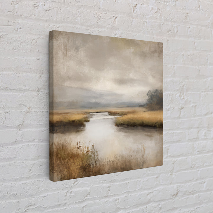 Misty Bridge Landscape Canvas Print, Black and White Art, Abstract Art, Living Room Decor, Watercolor Art, Monochrome, BAW-1x1-19