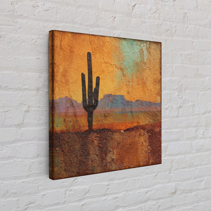 Monochrome Desert Cactus Silhouette Framed Canvas Print, Black and White Art, Neutral Decor, Living Room Decor, Oil Painting, BAW-1x1-21