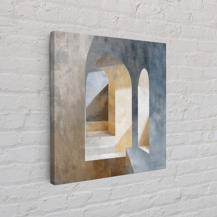 High Contrast Architectural Arches and Shadows Canvas Print, Black and White Art, Mid Century Modern, Living Room Decor, BAW-1x1-3
