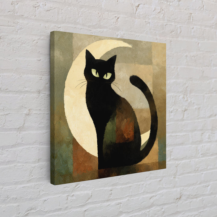 Black Cat Silhouette Framed Canvas Print, Black and White Art, Room Decor, Living Room Decor, Fine Art, Monochrome, Art Print, BAW-1x1-40